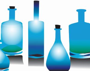 Illustrasjon av kjemiske flasker. 