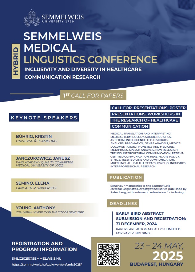 The poster for the 2025 Semmelweis Medical Linguistics Conference